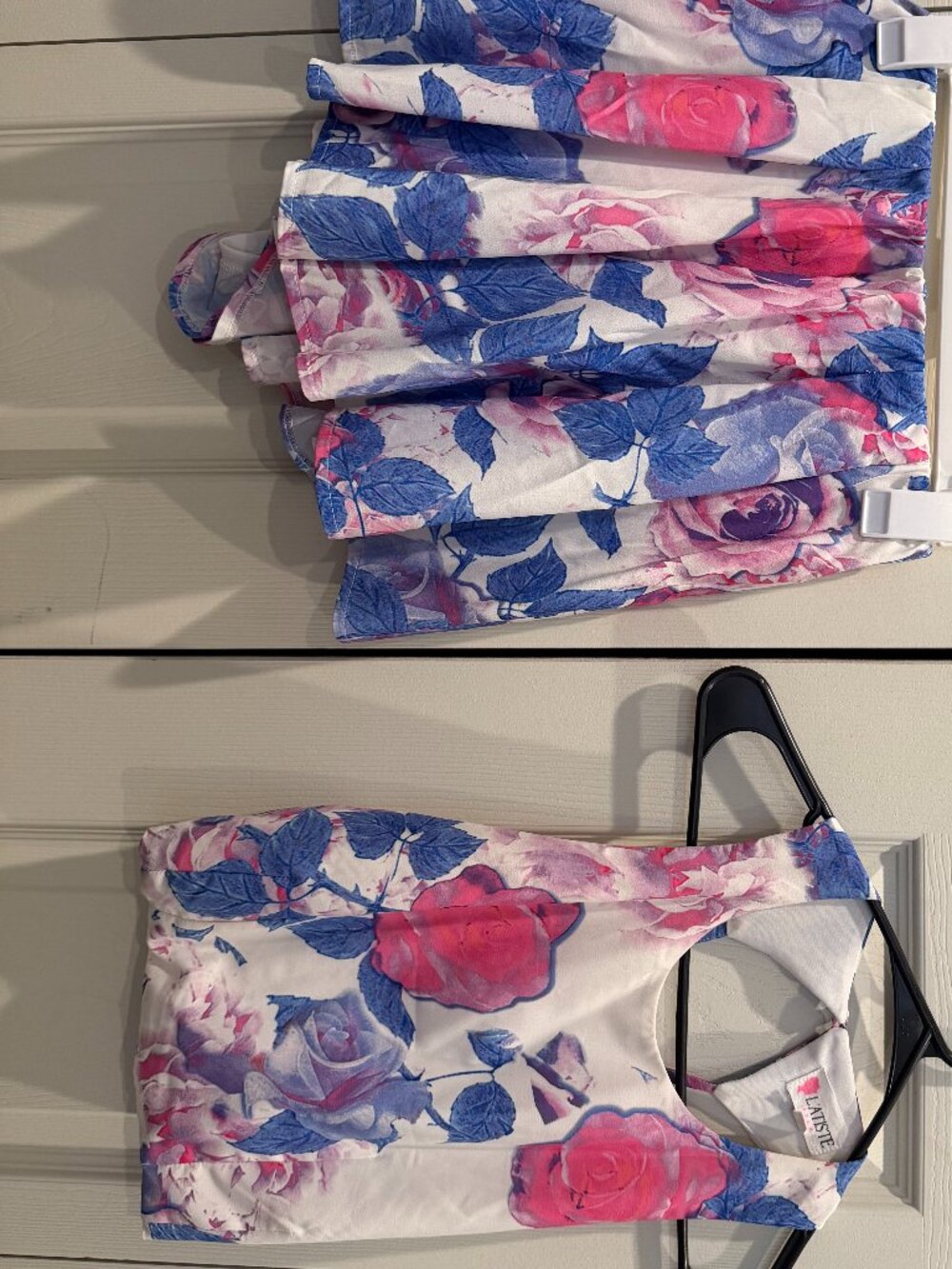 L'Atiste Floral Rose Print Two-Piece Crop Top & Skater Skort Set Size S